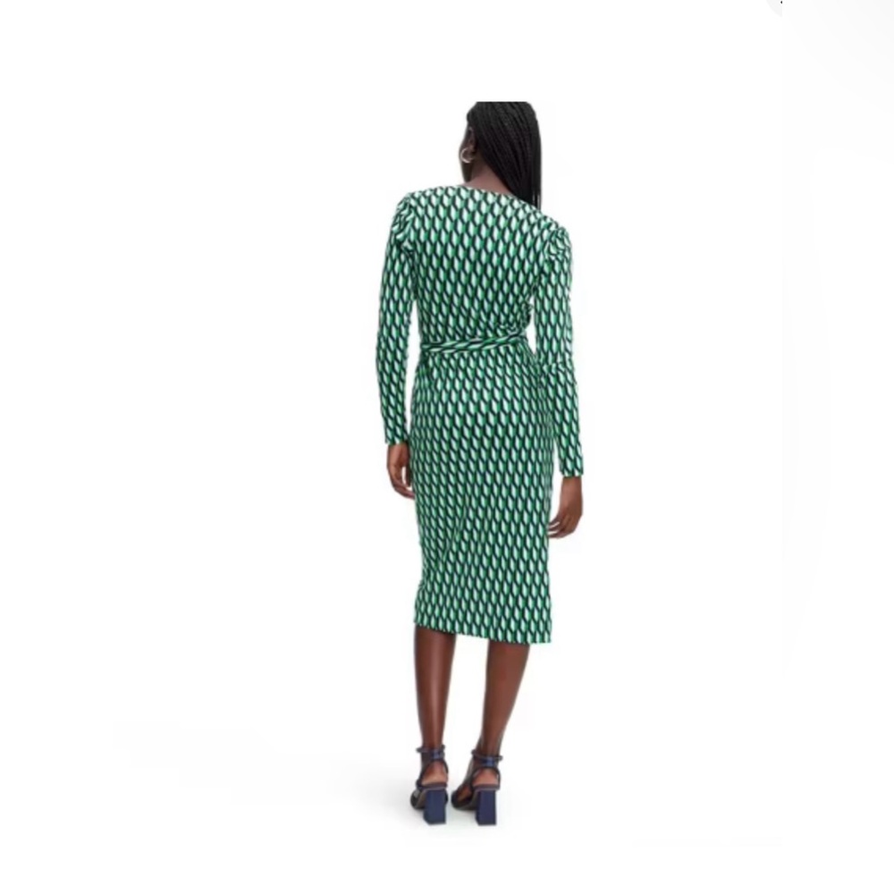 NWT Women's Long Sleeve Midi Arrow Geo Green Wrap Dress - DVF for Target - Picture 4 of 10